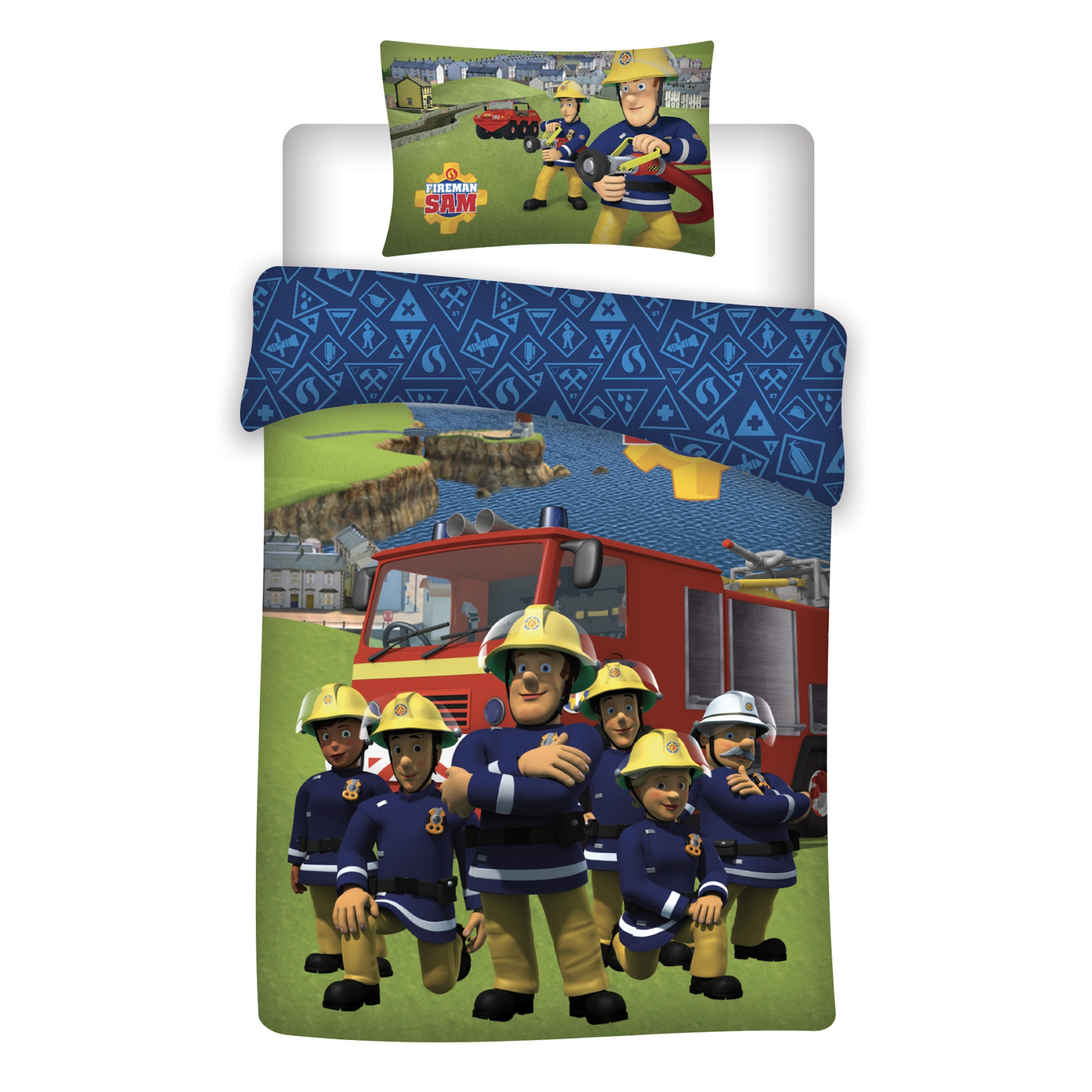 Bettwäsche 140x200 cm - 100% Baumwolle - Kinderbettwäsche 140x200 cm - Feuerwehrmann Sam und Freunde