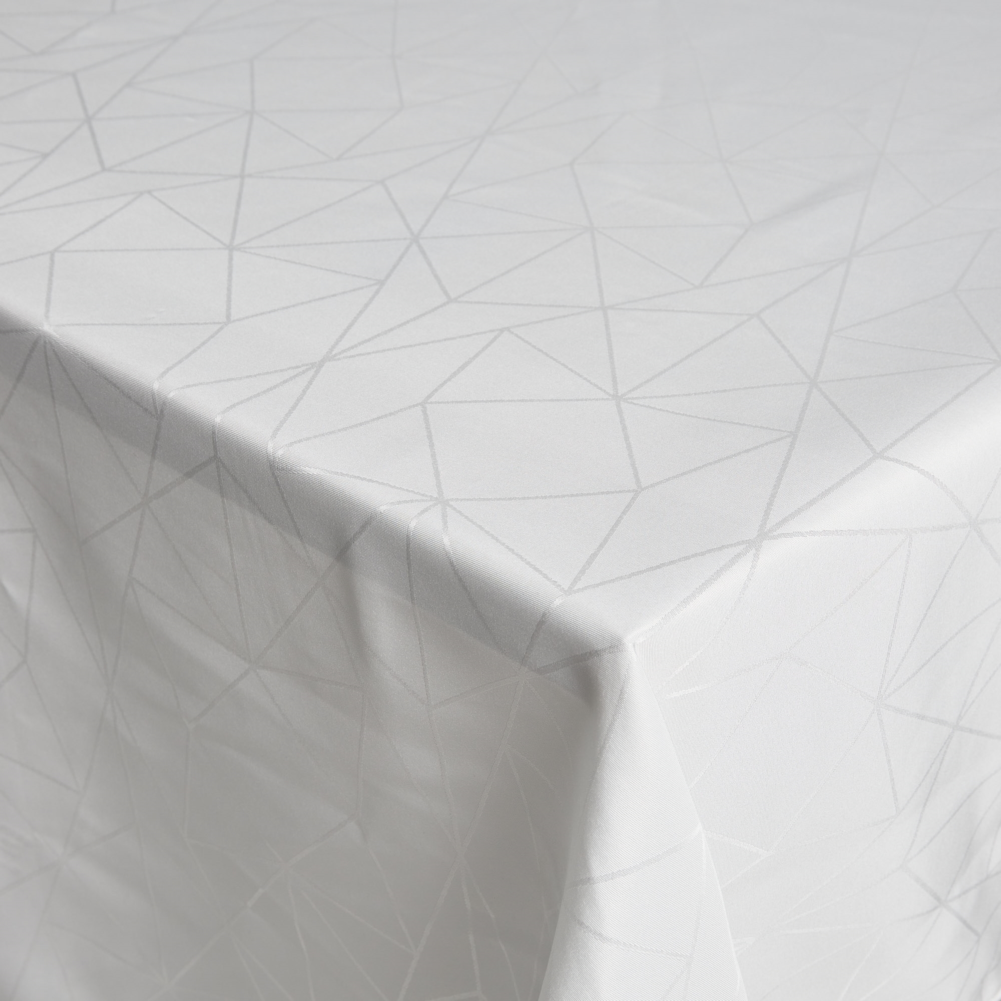 Tischdecke - 140x320 cm - Jacquard-Tischdecke mit geometrischem Muster in Weiß - Exklusive Festtischdecke