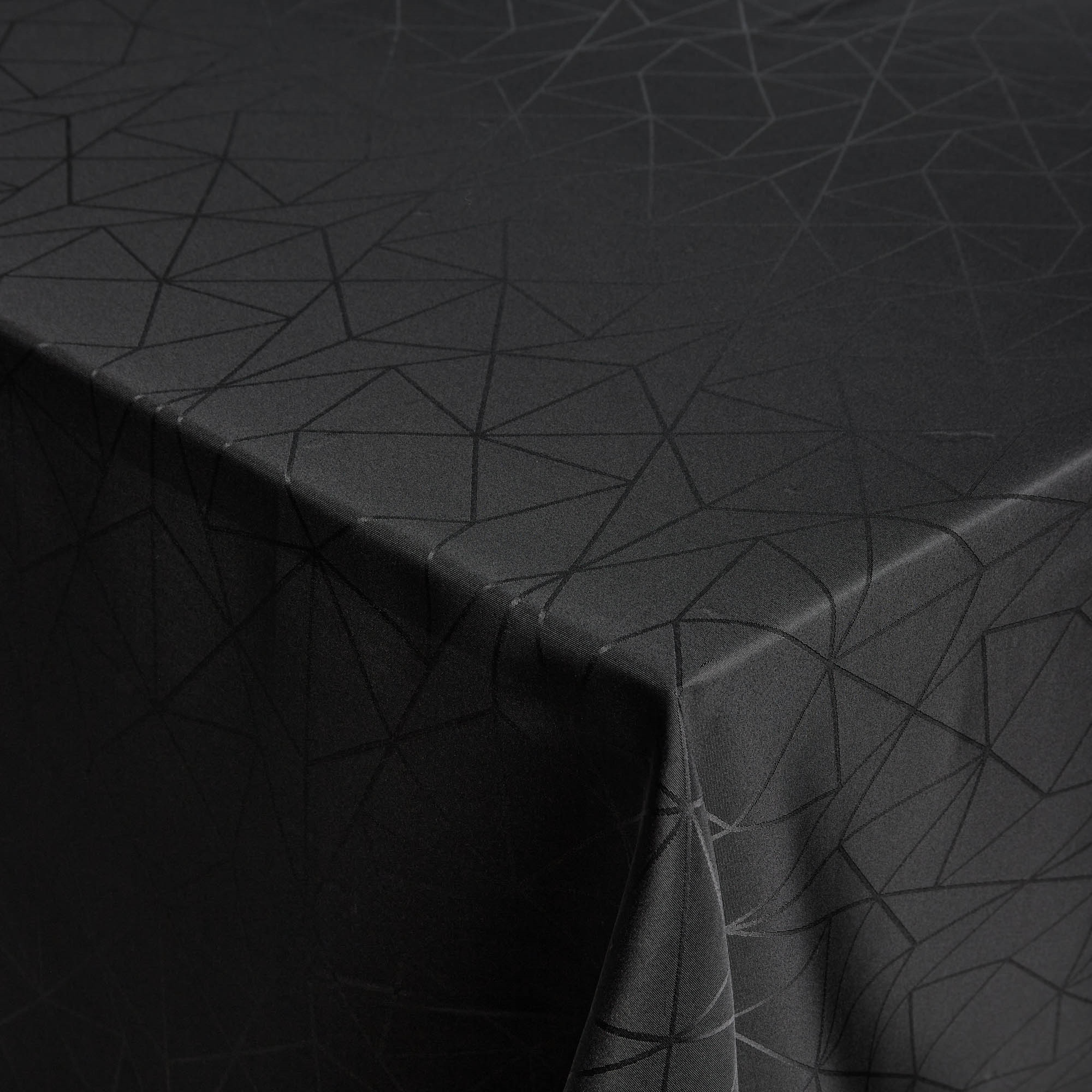 Tischdecke - 140x240 cm - Jacquard-Tischdecke mit geometrischem Muster in Schwarz - Exklusive Festtischdecke