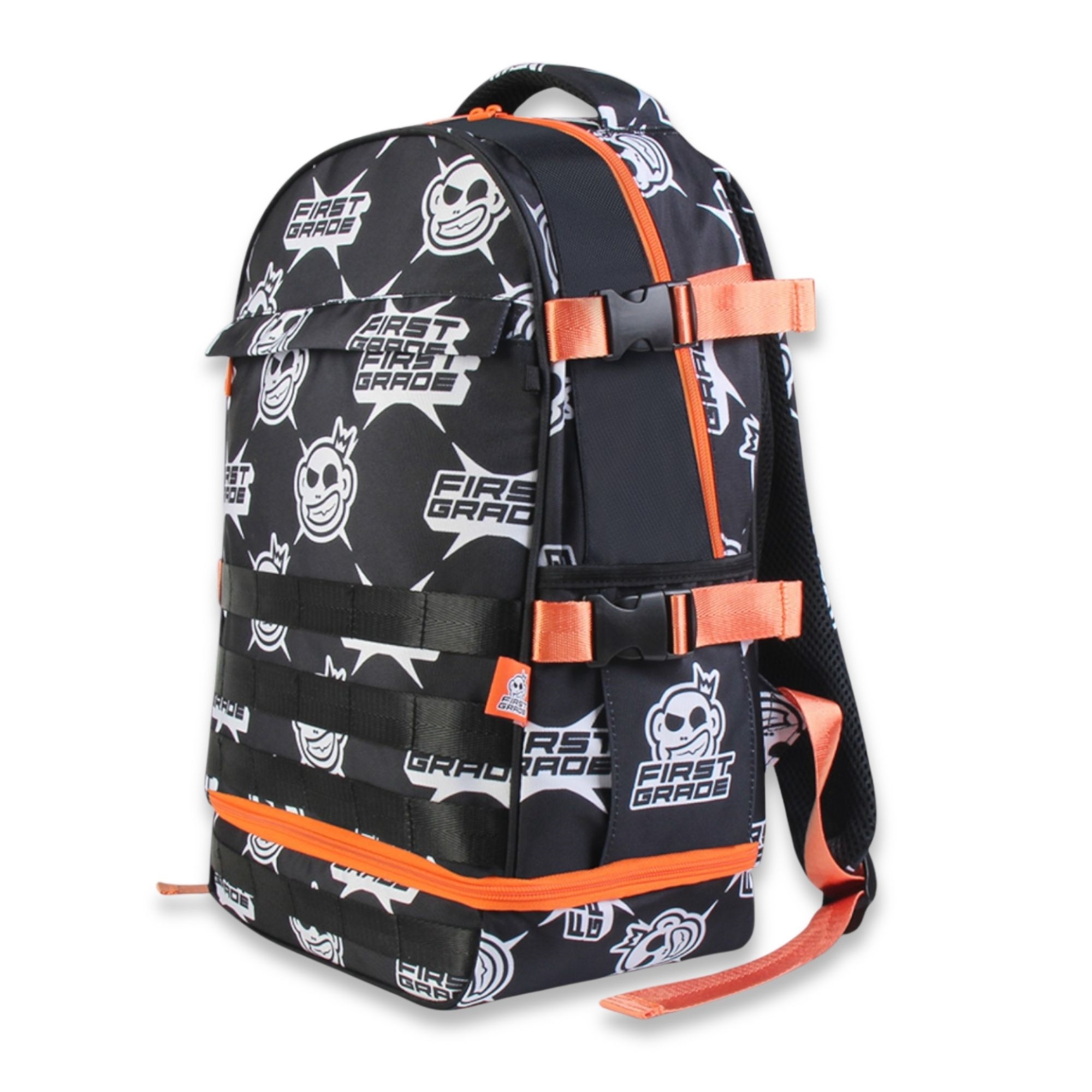 First Grade Schultasche mit Kühlfach - Schwarzer Rucksack mit 5 Fächern