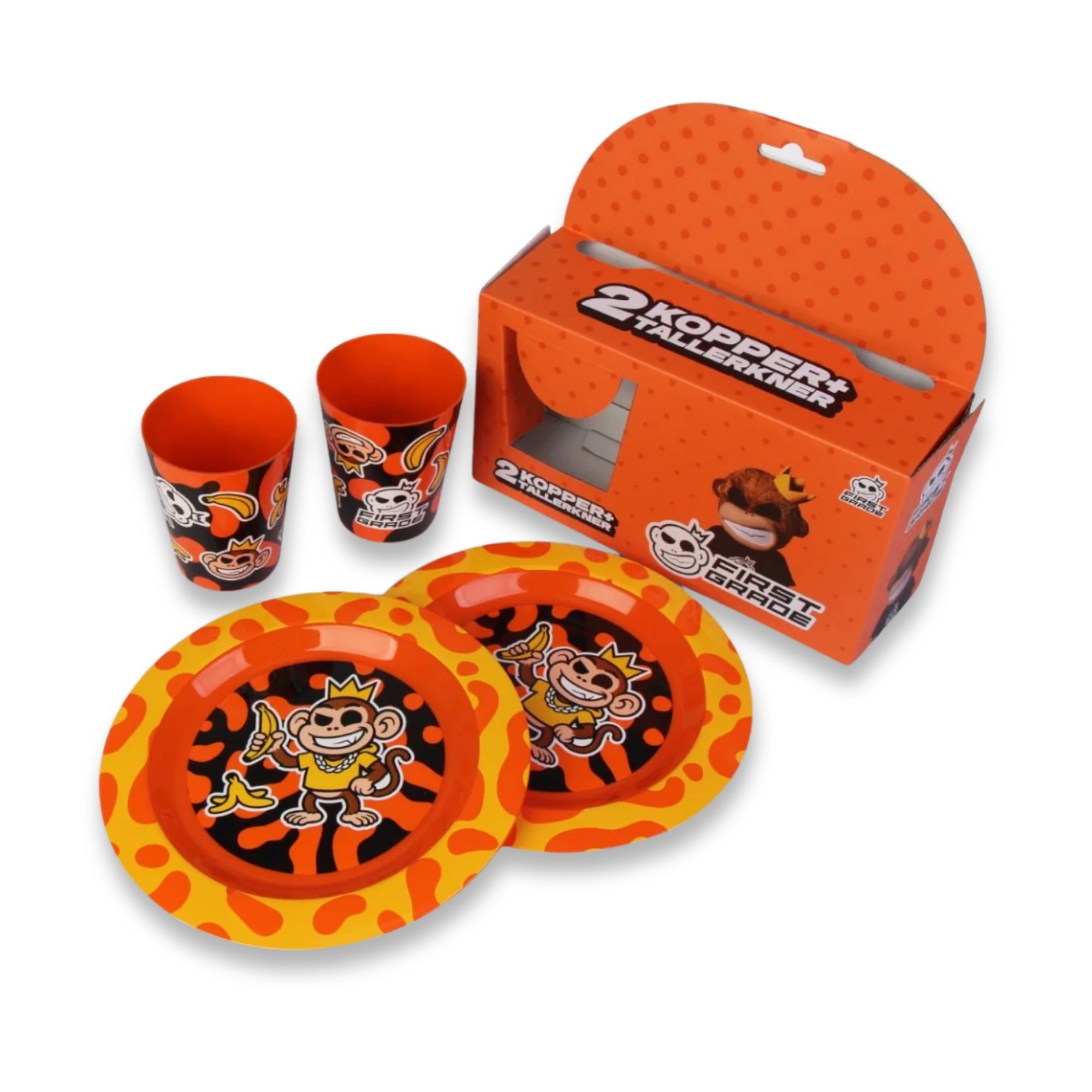 First Grade Tassen- & Teller-Set - Kinderservice mit zwei Tellern und zwei Tassen
