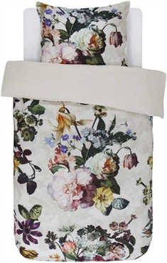 Geblümte Bettwäsche - Fleur Ecru - Wendbares Bettwäsche-Set - 100% Baumwollsatin - Essenza