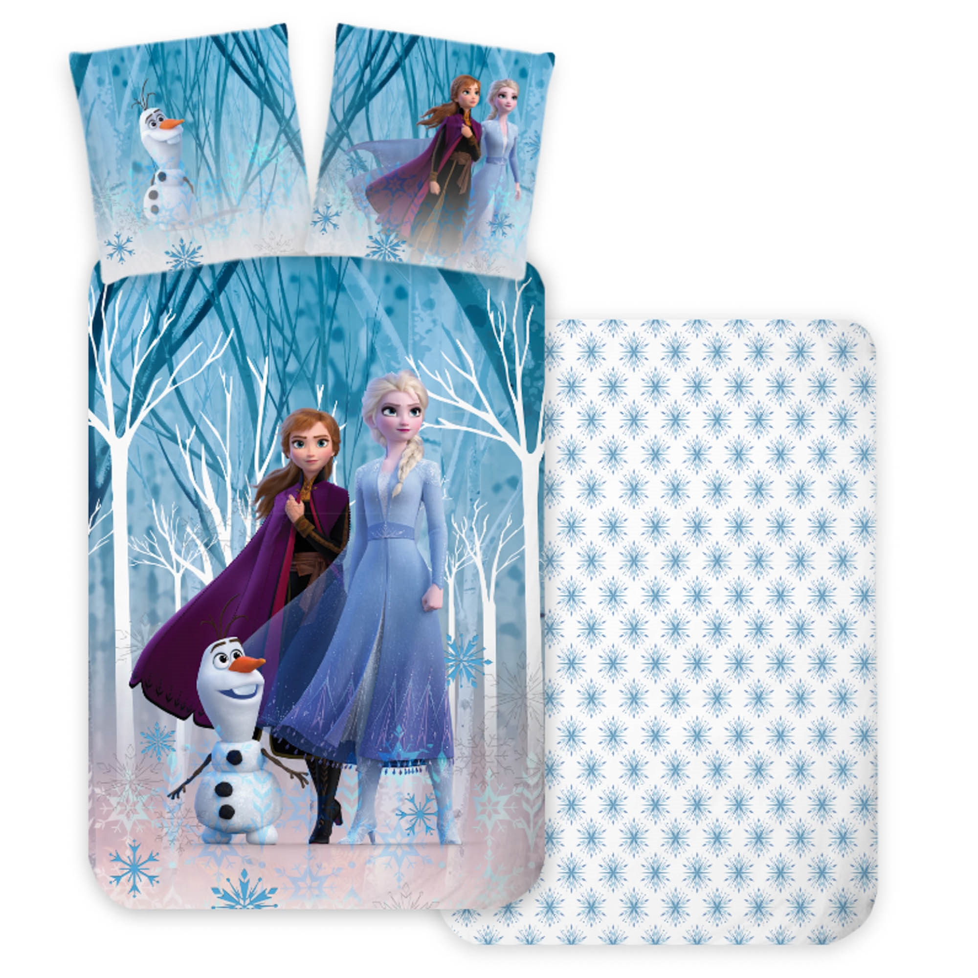Frozen Bettwäsche - Wendbares Bettwäsche-Set mit Anna, Elsa und Olaf - 100% weiche Baumwolle