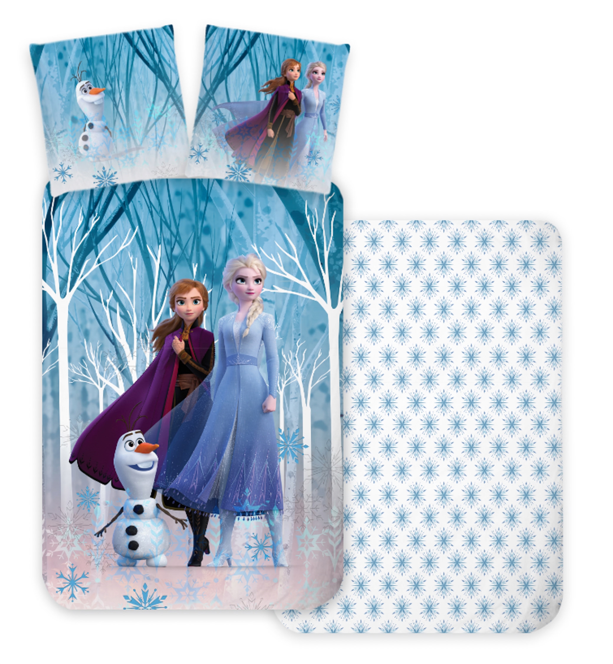 Frozen-Bettwäsche - 100% Baumwolle - Junior-Bettwäsche 100x140 cm - Anna, Elsa und Olaf