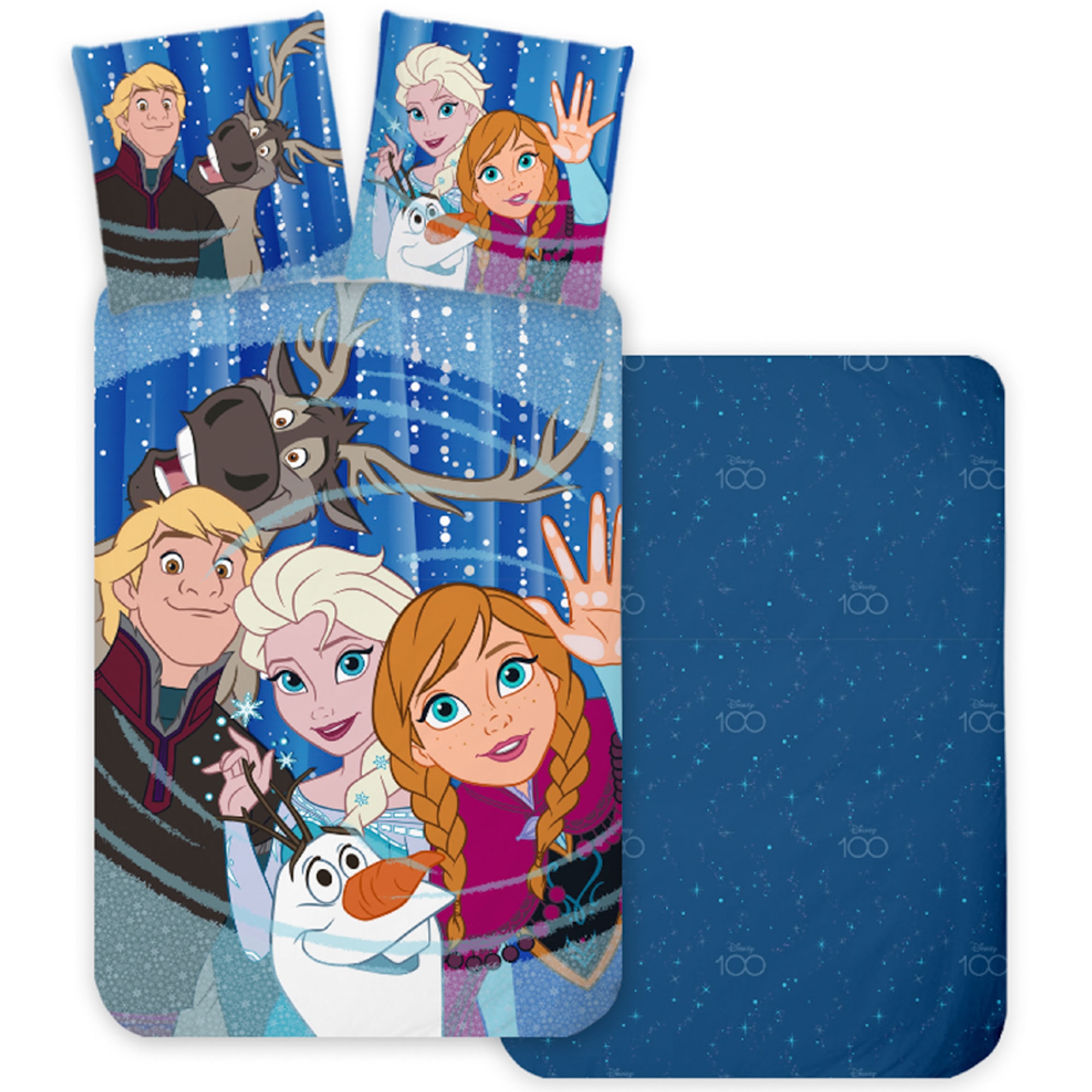 Frozen-Bettwäsche - Anna, Elsa, Sven, Kristoff und Olaf - 100% Baumwolle