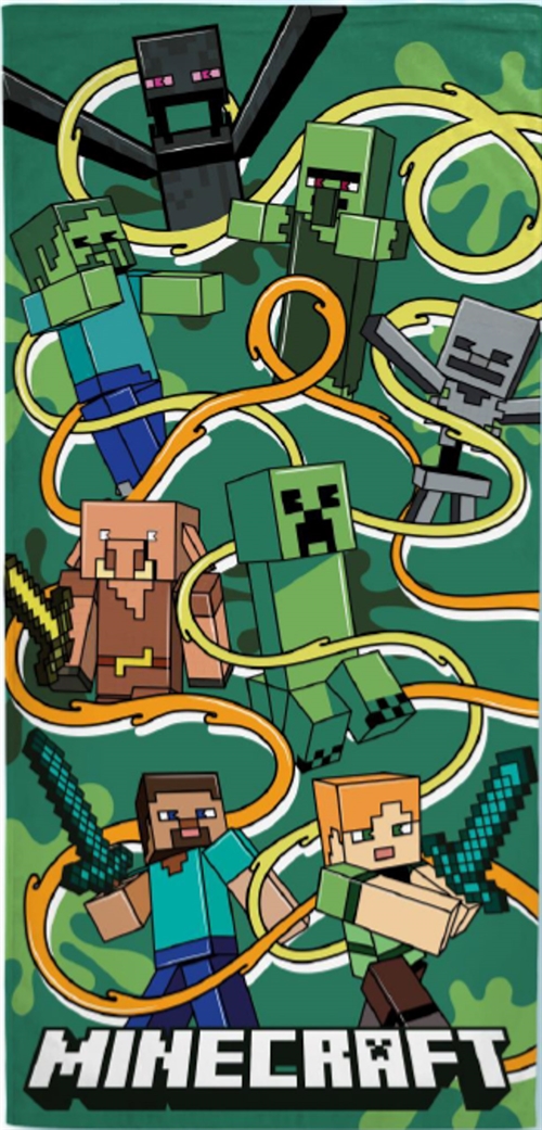 Grünes Minecraft-Handtuch - 70x140 cm - 100% Baumwolle - Weiches Badetuch Minecraft-Monster
