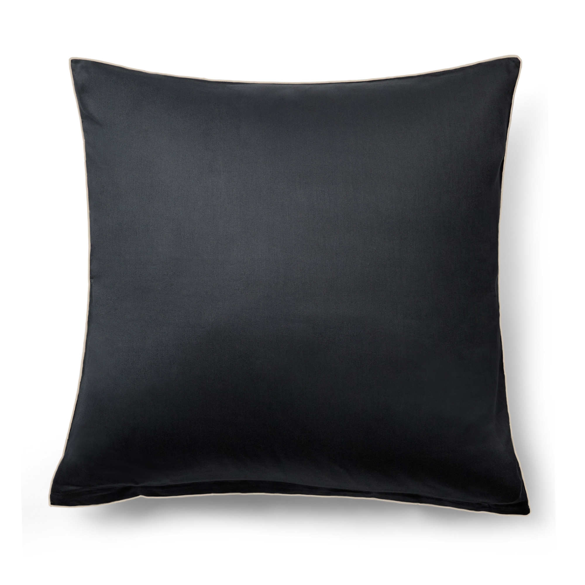 Kissenbezug 60x63 cm - 100% Baumwollsatin - Schwarz mit weißer Paspelkante