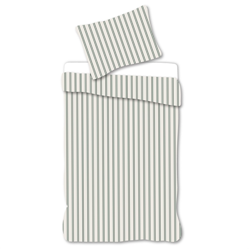 Junior-Bettwäsche 100x140 cm - Weißes Bettwäsche-Set mit grünen Streifen - 100% weiche Baumwolle