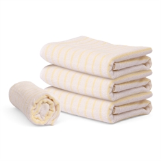 Gestreiftes Handtuch - 100% Baumwolle - Gelb/Weiß