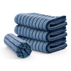 Gestreiftes Handtuch - 100% Baumwolle - Dunkelblau/Hellblau