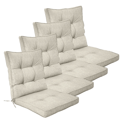 Exklusives Gartenkissen-Set für Gartenstuhl 4 Stk. - Extra weiche 7 cm dicke Luxuskissen - Modernes Button-Design beige Stuhlkissen - UV-geschützte Nordstrand Home Kissen