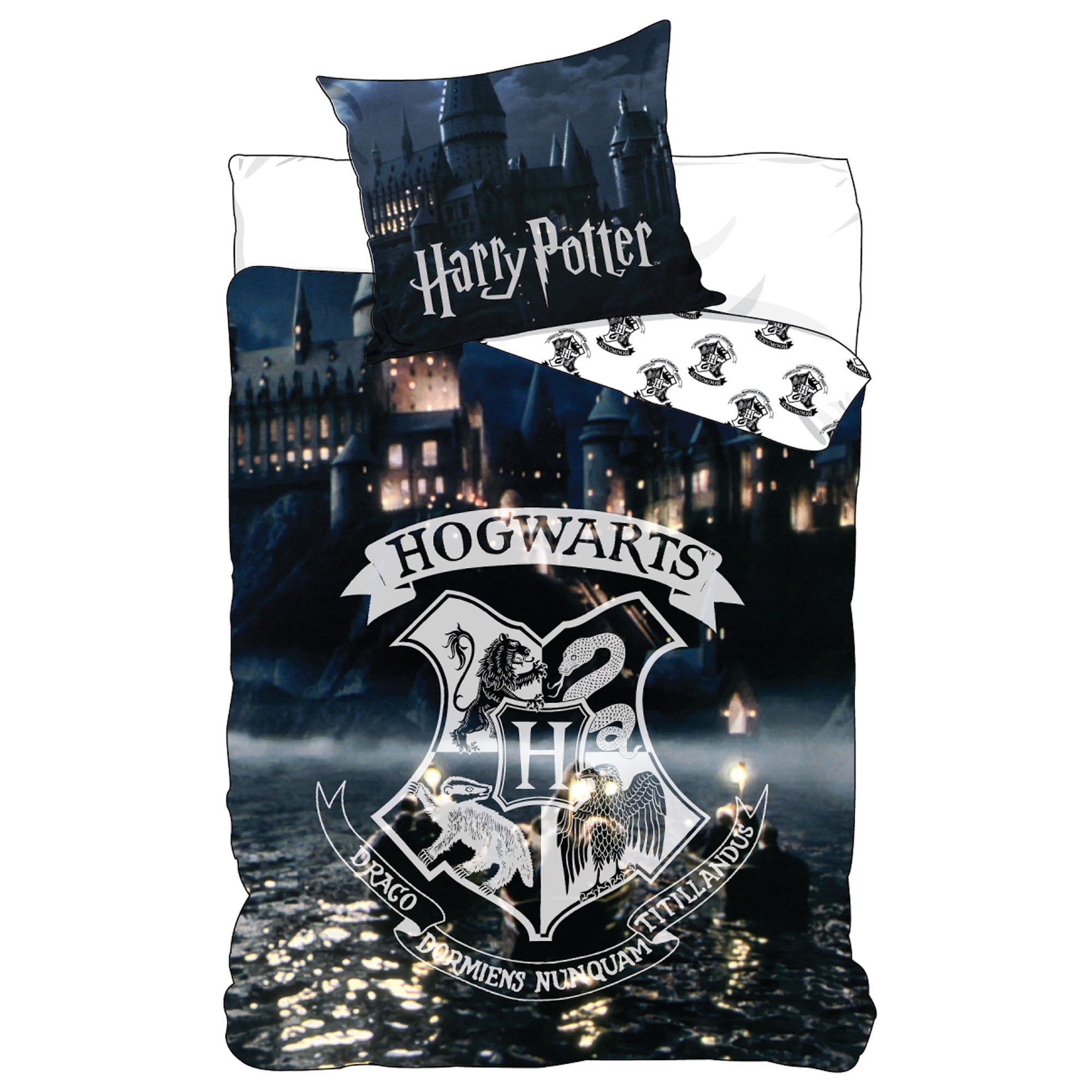 Harry Potter Bettwäsche - Hogwarts - Wendbares Bettwäsche-Set - 100% Baumwoll-Bettwäsche