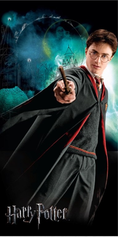 Harry Potter Handtuch - 70x140 cm - 100% Baumwolle - Weiches Badetuch mit Harry Potter und seinem Zauberstab