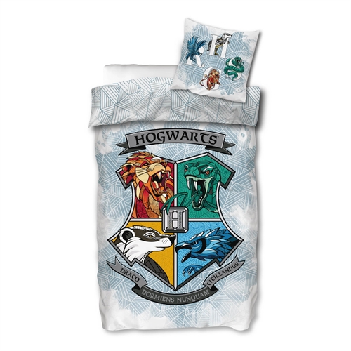 Harry Potter Bettwäsche 140x200 cm - Bettgarnitur mit Hogwarts-Logo - 2 in 1 - Bettbezug aus 100% Baumwolle