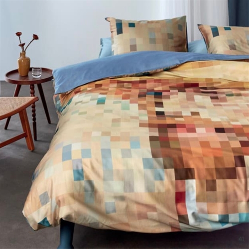 Kariertes ökologisches Bettwäsche-Set 140x220 cm - Wendbares Bettwäsche-Set aus 100% Bio-Baumwollsatin - Homage Multi - Beddinghouse Bettwäsche