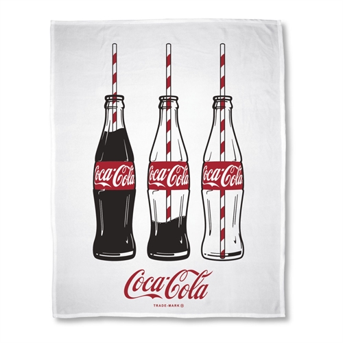 Kinderdecke - Coca Cola - 150x200 cm - Weiche Fleece-Decke - Weiß