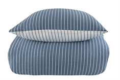 Bettwäsche - Seersucker-Bettwäsche - 100% Baumwollkrepp - Wendbar mit blauen Streifen