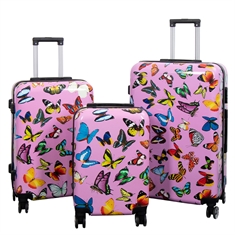Koffer - Motivkoffer - Pink mit Schmetterlingen - Hardcase Leichtgewichtskoffer