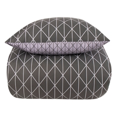 Bettwäsche - 100% Baumwolle - Wendbar mit grauem Harlekin-Design