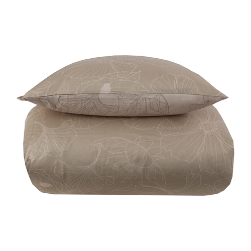 Bettwäsche 140x220 cm - Wendedesign aus 100 % Baumwollsatin - Big Flower Sand - Bettwäsche-Set von By Night