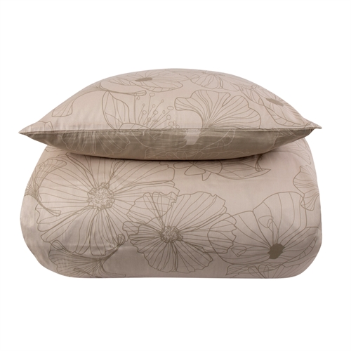 Bettwäsche 140 x 200 cm - Wendedesign aus 100 % Baumwollsatin - Big Flower Sand - Bettwäsche-Set von By Night