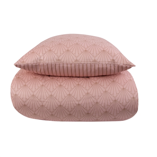 Bettwäsche 140 x 200 cm - Wendedesign aus 100 % Baumwollsatin - Fan peach - Bettwäsche-Set von By Night