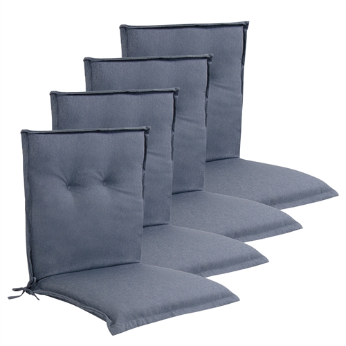 Luxus PLUS Gartenkissenpaket für Gartenstuhl 4 Stk. - Dicke Schaumstoffkern 7 cm - Blaue Gartenstuhl Kissen mit extra hohem Komfort & UV-beständigem Bezug - Nordstrand Home Kissen