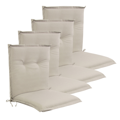 Luxus PLUS Gartenkissenpaket für Gartenstuhl 4 Stk. - Dicke Schaumkern 7 cm - Beige Gartenstuhl Kissen mit extra hohem Komfort & UV-beständigem Bezug - Nordstrand Home Kissen