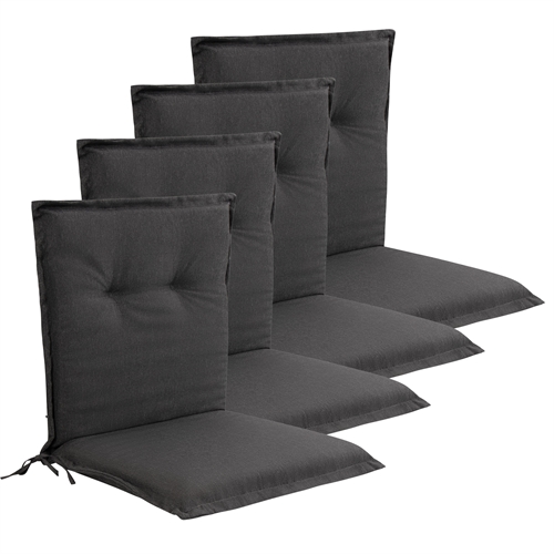 Luxus PLUS Gartenkissenpaket für Gartenstuhl 4 Stück - Dicke Schaumkern 7 cm - Anthrazitgraue Gartenstuhlkissen mit extra hohem Komfort & UV-beständigem Bezug - Nordstrand Home Kissen