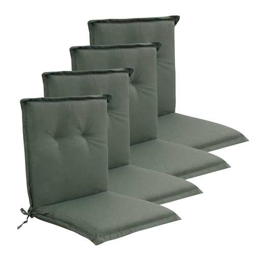 Luxus PLUS Gartenkissenpaket für Gartenstuhl 4 Stk. - Dicker Schaumkern 7 cm - Grüne Gartenstuhlkissen mit extra hohem Komfort & UV-beständigem Bezug - Nordstrand Home Kissen