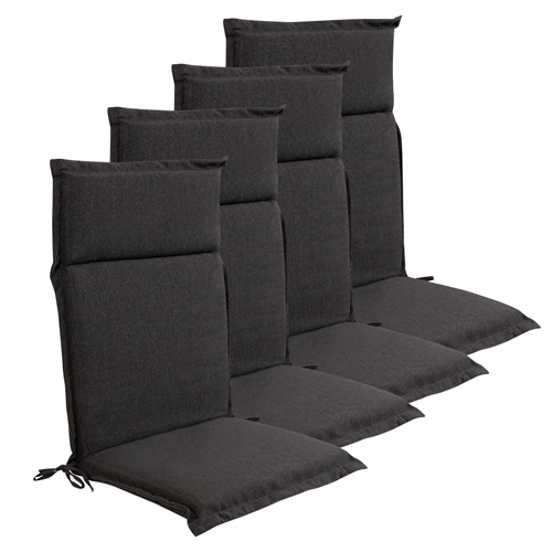 Luxus PLUS Gartenkissen für Positionsstuhl 4 Stk. - Dicker Schaumkern 7 cm - Anthrazitgraue Gartenkissen für Gartenstuhl mit extra hohem Komfort & UV-beständigem Bezug - Nordstrand Home Kissen