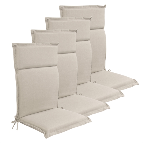 Luxus PLUS Gartenkissen für Positionsstuhl 4 Stk. - Dicke Schaumkern 7 cm - Beige Gartenkissen für Gartenstuhl mit extra hohem Komfort & UV-beständigem Bezug - Nordstrand Home Kissen