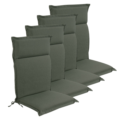 Luxus PLUS Gartenkissen für Positionsstuhl 4 Stk. - Dicke Schaumkern 7 cm - Grüne Gartenkissen für Gartenstuhl mit extra hohem Komfort & UV-beständigem Bezug - Nordstrand Home Kissen