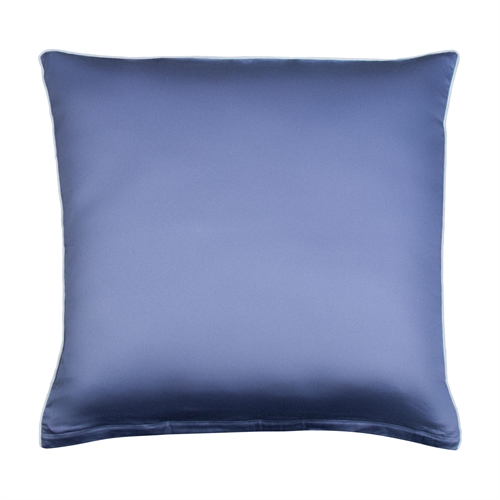 Kissenbezug 60x63 cm - 100% Baumwollsatin - Solider blauer Kissenbezug mit Paspelkante - Extra weicher Kissenbezug von By Borg