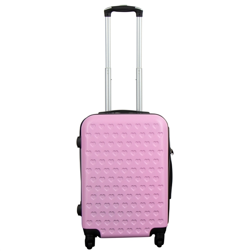 Kabinenkoffer Rosa mit Herzen - Hardcase Koffer - stoßfestes Polypropylen