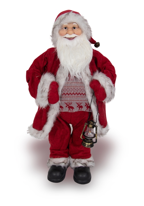 Weihnachtsmann 60 cm groß - Mit Laterne und Glöckchen - Schöne Weihnachtsdekoration für dein Zuhause