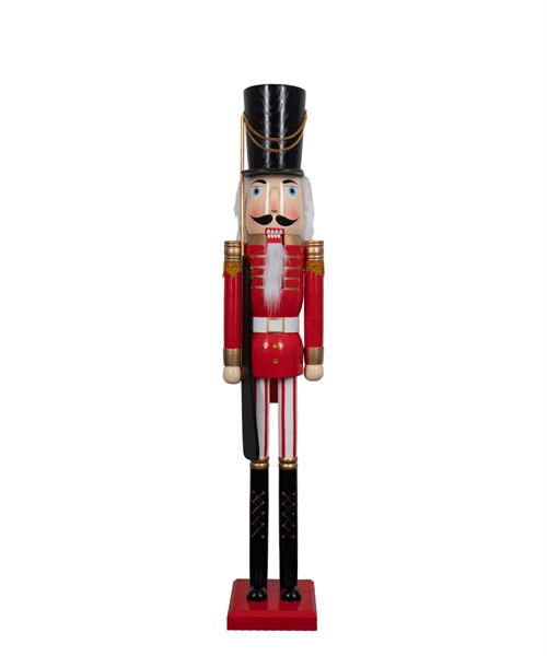 Großer Nussknacker - 120 cm - Nussknackerfigur aus Holz mit Gewehr - Weihnachtsdekorationen für zu Hause