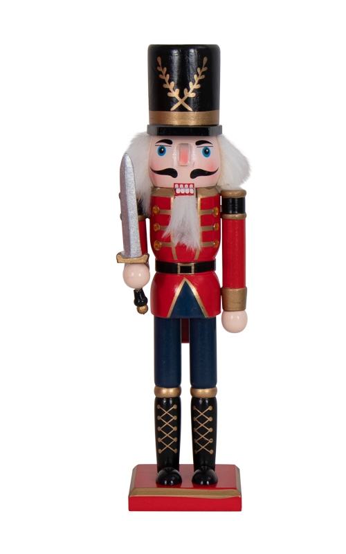 Nussknacker - 30 cm - Mit Schwert in der Hand - Nussknackerfigur als Weihnachtsdekorationen