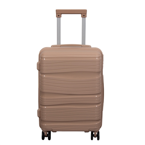 Kabinenkoffer - Leichtgewicht Koffer - Polypropylen - Größe klein - Waves - Sandfarbener Trolley
