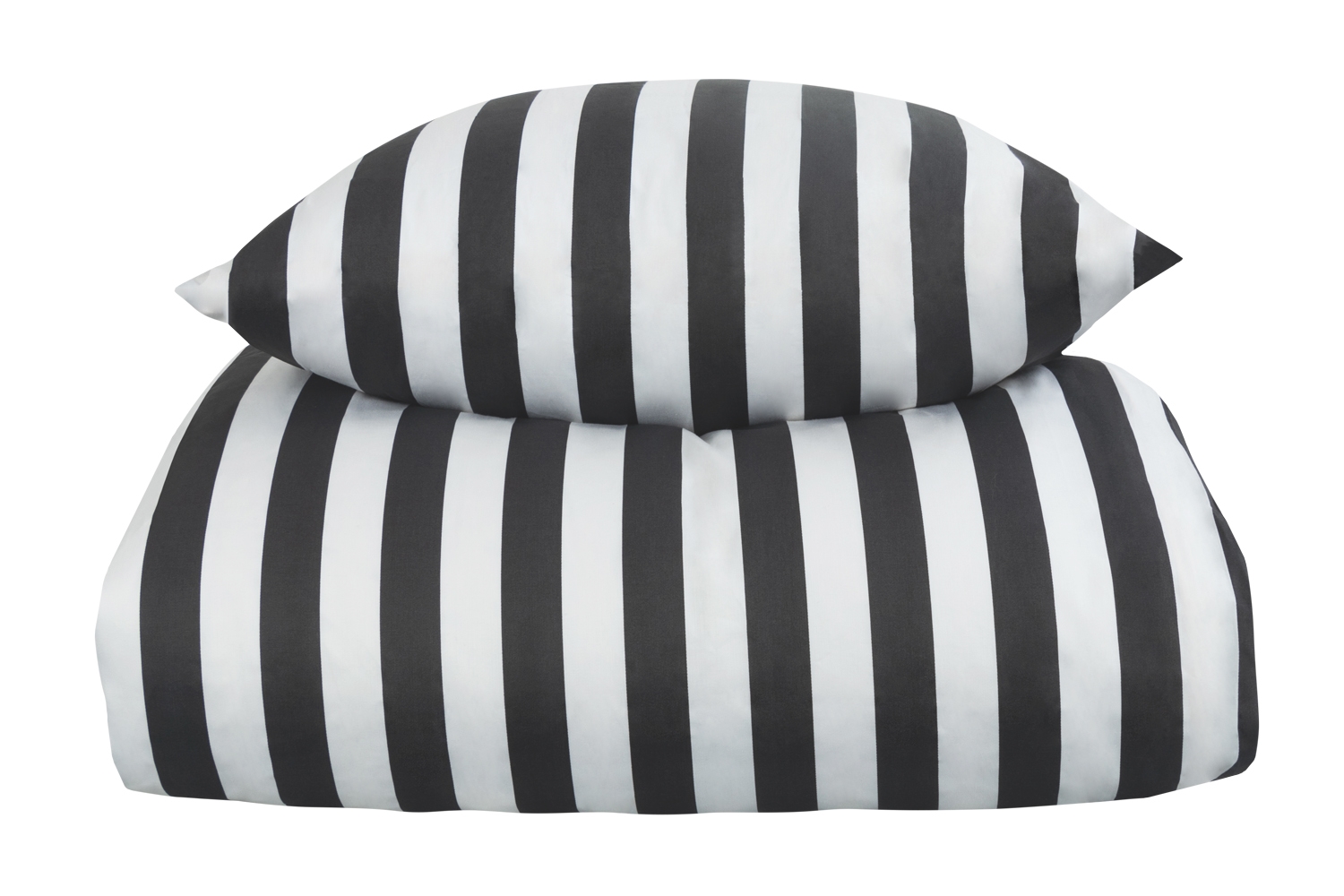 Doppelbett-Bettwäsche 200x200 cm - 100% Baumwollsatin - Nordic Stripe - dunkelgraue Streifen
