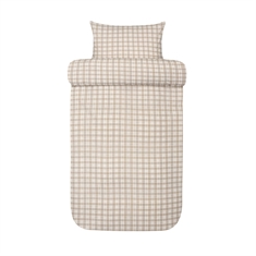 Gewebte Krepp-Bettwäsche - 100% weiche Baumwolle - Beige kariert - Seersucker-Bettwäsche - Kyrre Høie Of Scandinavia