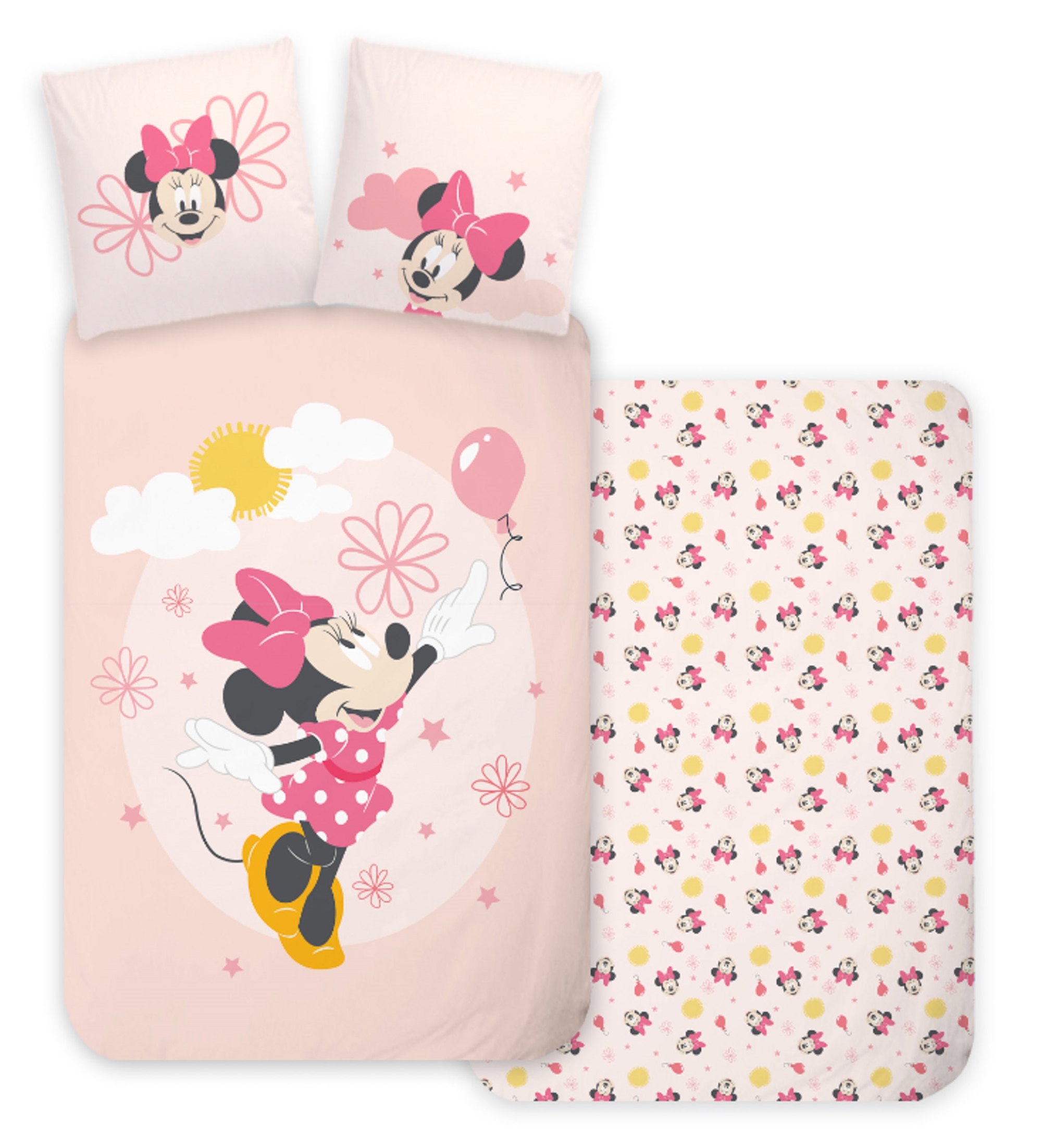 Minnie Mouse Bettwäsche - 100% Baumwolle - Junior-Bettwäsche 100x140 cm - Ballons