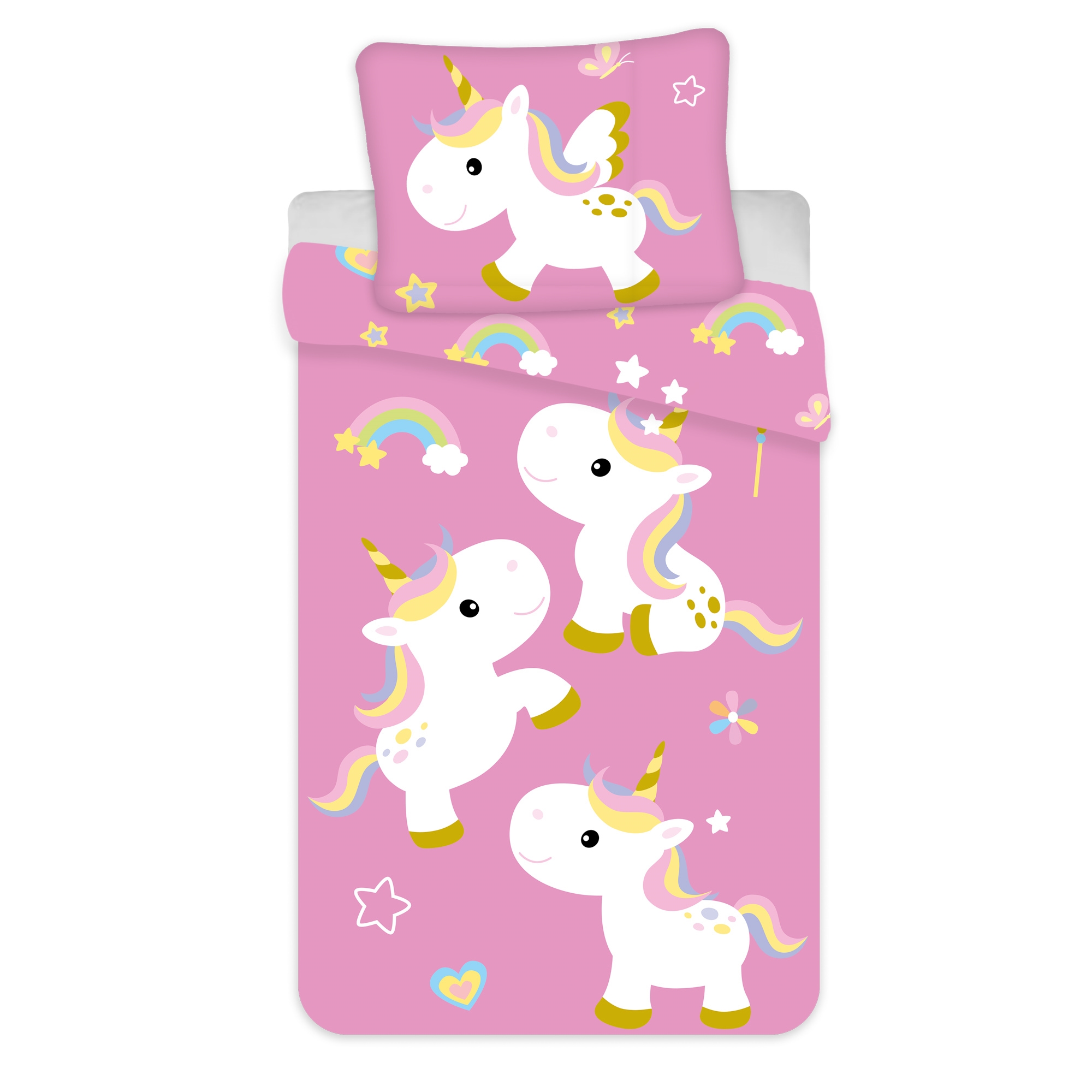 Einhorn-Bettwäsche - Wendbares Einhorn-Bettwäsche-Set - 100% weiche Baumwollbettwäsche