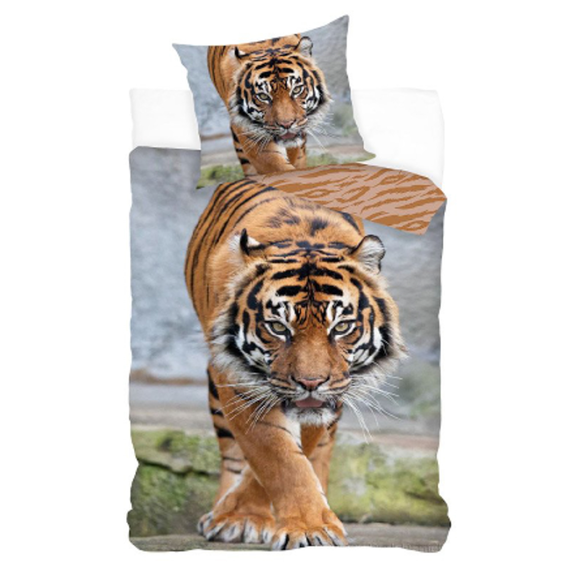 Bettwäsche 150x210 cm - Tigermotiv - Wendebettbezug - 100 % Baumwolle