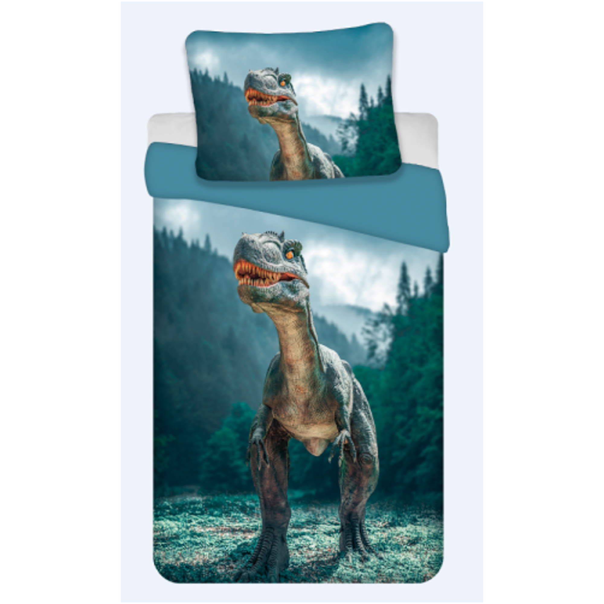 Dinosaurier-Bettwäsche - 100% Baumwolle - Junior-Bettwäsche 100x140 cm - Raptor