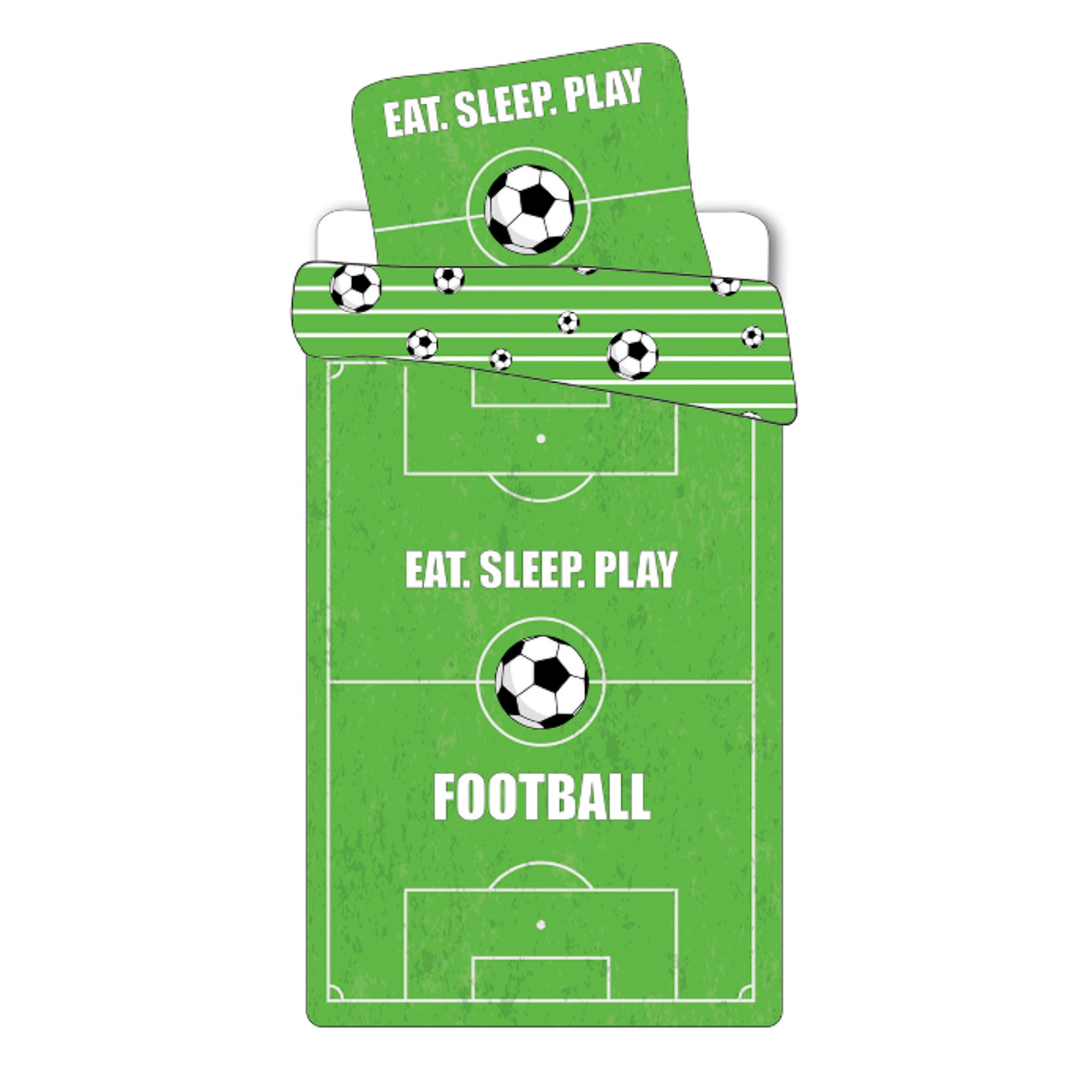 Fußball-Bettwäsche - 100% Baumwolle - Kinderbettwäsche 140x200 cm - Fußballfeld