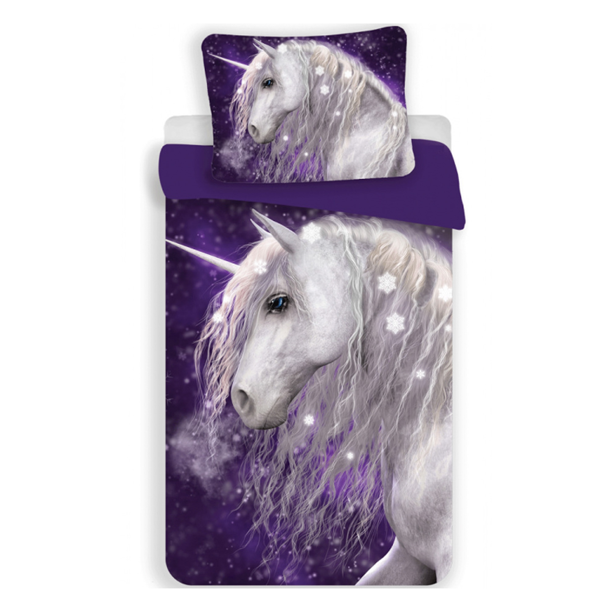 Unicorn-Bettwäsche - Schönes Einhorn-Bettwäsche-Set mit Sternen - 100% Baumwolle