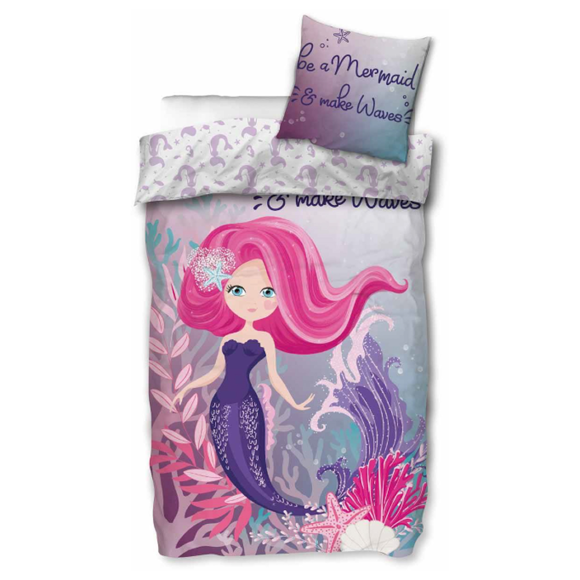 Meerjungfrau-Bettwäsche - 100% Baumwolle - Junior-Bettwäsche 100x140 cm - Be a mermaid