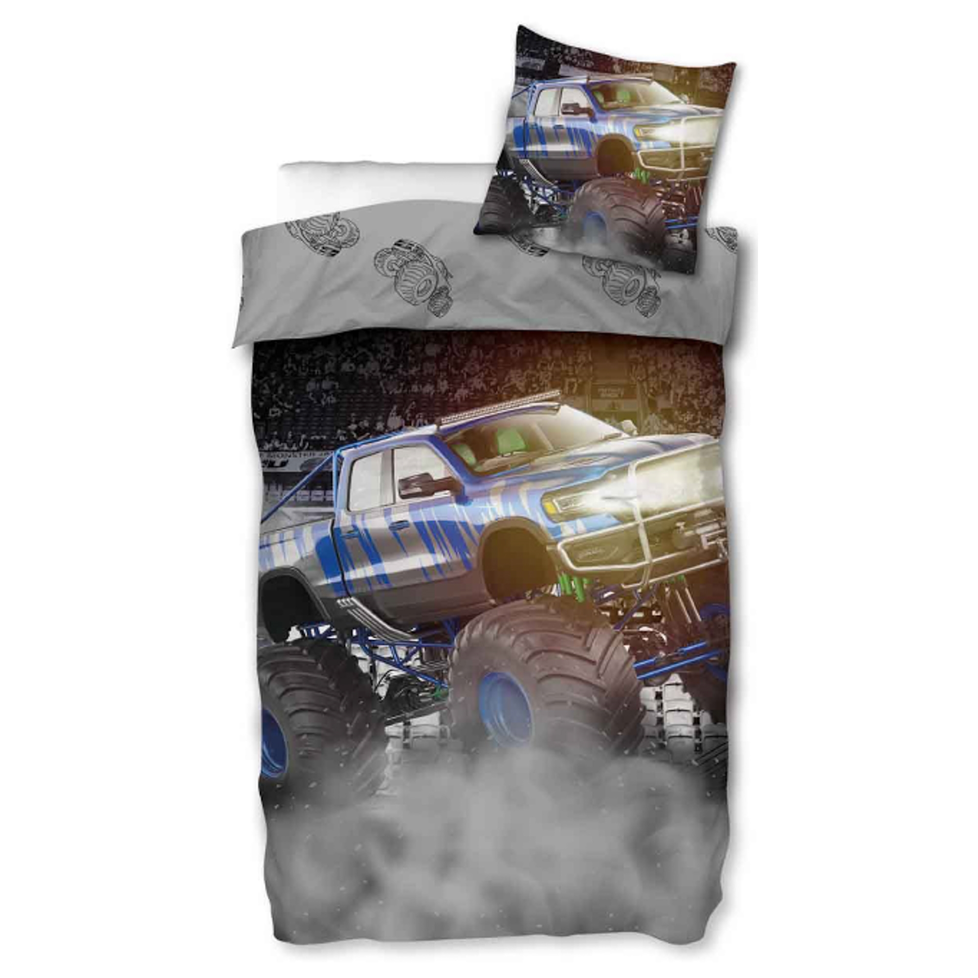 Monstertruck-Bettwäsche - 100% Baumwolle - Junior-Bettwäsche 100x140 cm