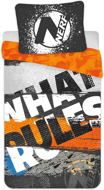 NERF Bettwäsche - 100% Baumwolle - Kinderbettwäsche 140x200 cm - What Rules